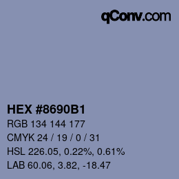 Color code: HEX #8690B1 | qconv.com