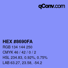 カラーコード: HEX #8690FA | qconv.com