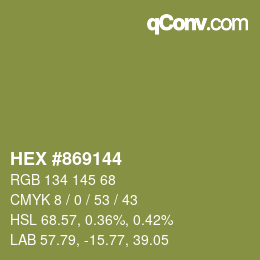 颜色代码: HEX #869144 | qconv.com