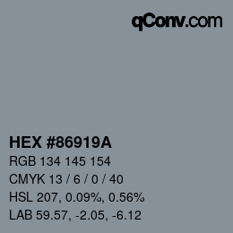 Color code: HEX #86919A | qconv.com