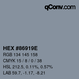 Color code: HEX #86919E | qconv.com