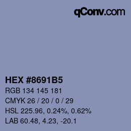 カラーコード: HEX #8691B5 | qconv.com