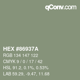 Color code: HEX #86937A | qconv.com