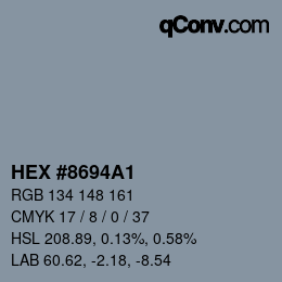 カラーコード: HEX #8694A1 | qconv.com