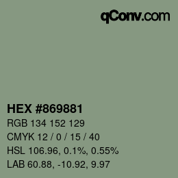 Farbcode: HEX #869881 | qconv.com