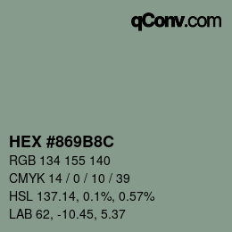 Color code: HEX #869B8C | qconv.com