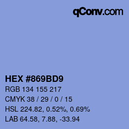 Farbcode: HEX #869BD9 | qconv.com