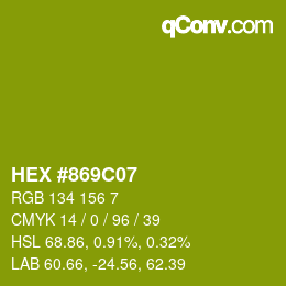 颜色代码: HEX #869C07 | qconv.com