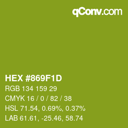 颜色代码: HEX #869F1D | qconv.com