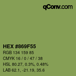 颜色代码: HEX #869F55 | qconv.com