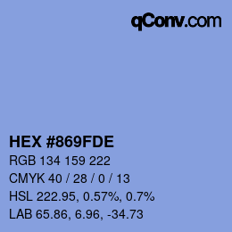 Código de color: HEX #869FDE | qconv.com