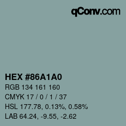 Color code: HEX #86A1A0 | qconv.com