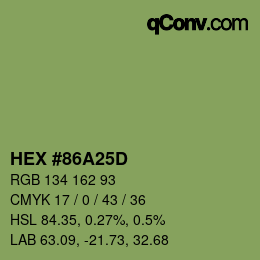 カラーコード: HEX #86A25D | qconv.com