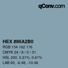 颜色代码: HEX #86A2B0 | qconv.com