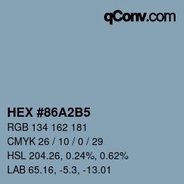 カラーコード: HEX #86A2B5 | qconv.com