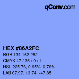 Color code: HEX #86A2FC | qconv.com