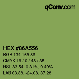 Código de color: HEX #86A556 | qconv.com