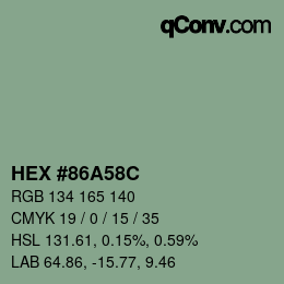 カラーコード: HEX #86A58C | qconv.com