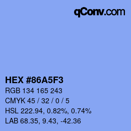 カラーコード: HEX #86A5F3 | qconv.com