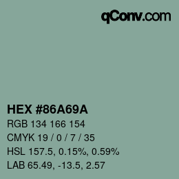 Color code: HEX #86A69A | qconv.com