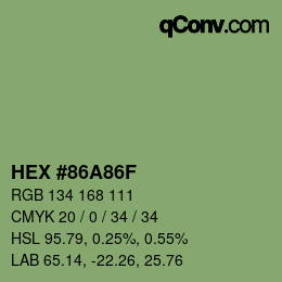 Farbcode: HEX #86A86F | qconv.com