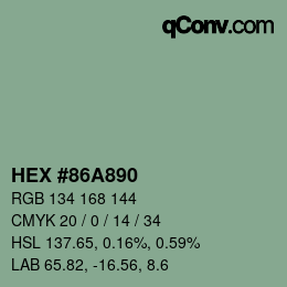 颜色代码: HEX #86A890 | qconv.com