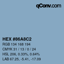 颜色代码: HEX #86A8C2 | qconv.com