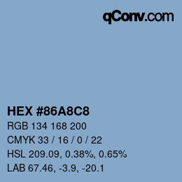 カラーコード: HEX #86A8C8 | qconv.com