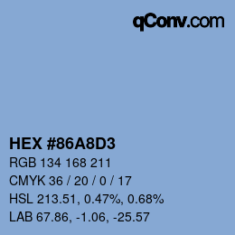 カラーコード: HEX #86A8D3 | qconv.com