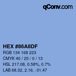 颜色代码: HEX #86A8DF | qconv.com