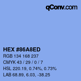カラーコード: HEX #86A8ED | qconv.com