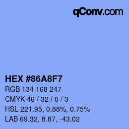 Color code: HEX #86A8F7 | qconv.com
