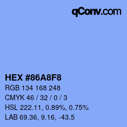 Color code: HEX #86A8F8 | qconv.com