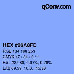 颜色代码: HEX #86A8FD | qconv.com