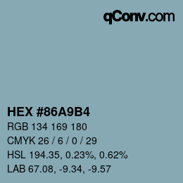 颜色代码: HEX #86A9B4 | qconv.com