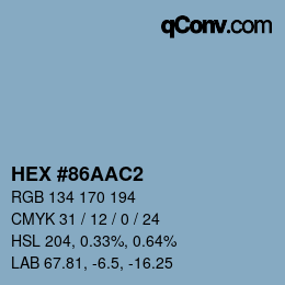 Color code: HEX #86AAC2 | qconv.com