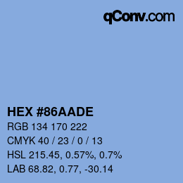 Color code: HEX #86AADE | qconv.com