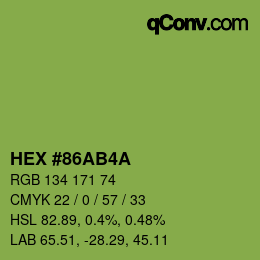 颜色代码: HEX #86AB4A | qconv.com