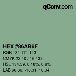 Color code: HEX #86AB8F | qconv.com