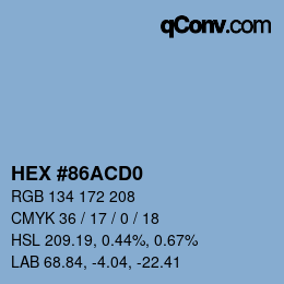 Código de color: HEX #86ACD0 | qconv.com