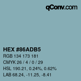 カラーコード: HEX #86ADB5 | qconv.com