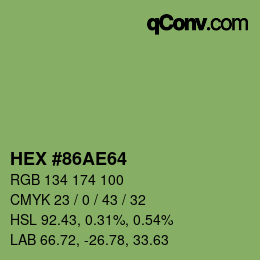 Color code: HEX #86AE64 | qconv.com