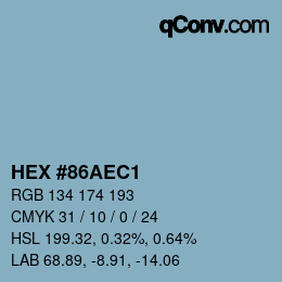 Farbcode: HEX #86AEC1 | qconv.com