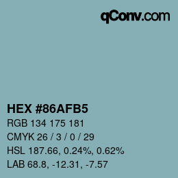 カラーコード: HEX #86AFB5 | qconv.com