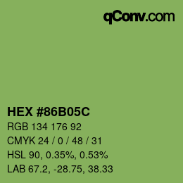 Color code: HEX #86B05C | qconv.com