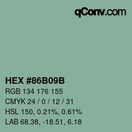 Color code: HEX #86B09B | qconv.com