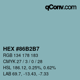 颜色代码: HEX #86B2B7 | qconv.com