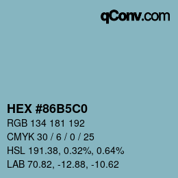 颜色代码: HEX #86B5C0 | qconv.com