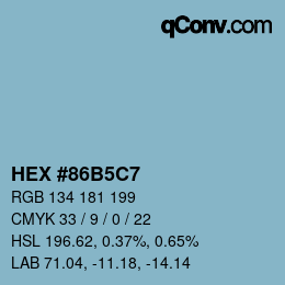 颜色代码: HEX #86B5C7 | qconv.com