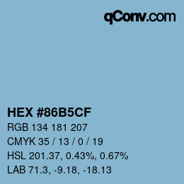 カラーコード: HEX #86B5CF | qconv.com
